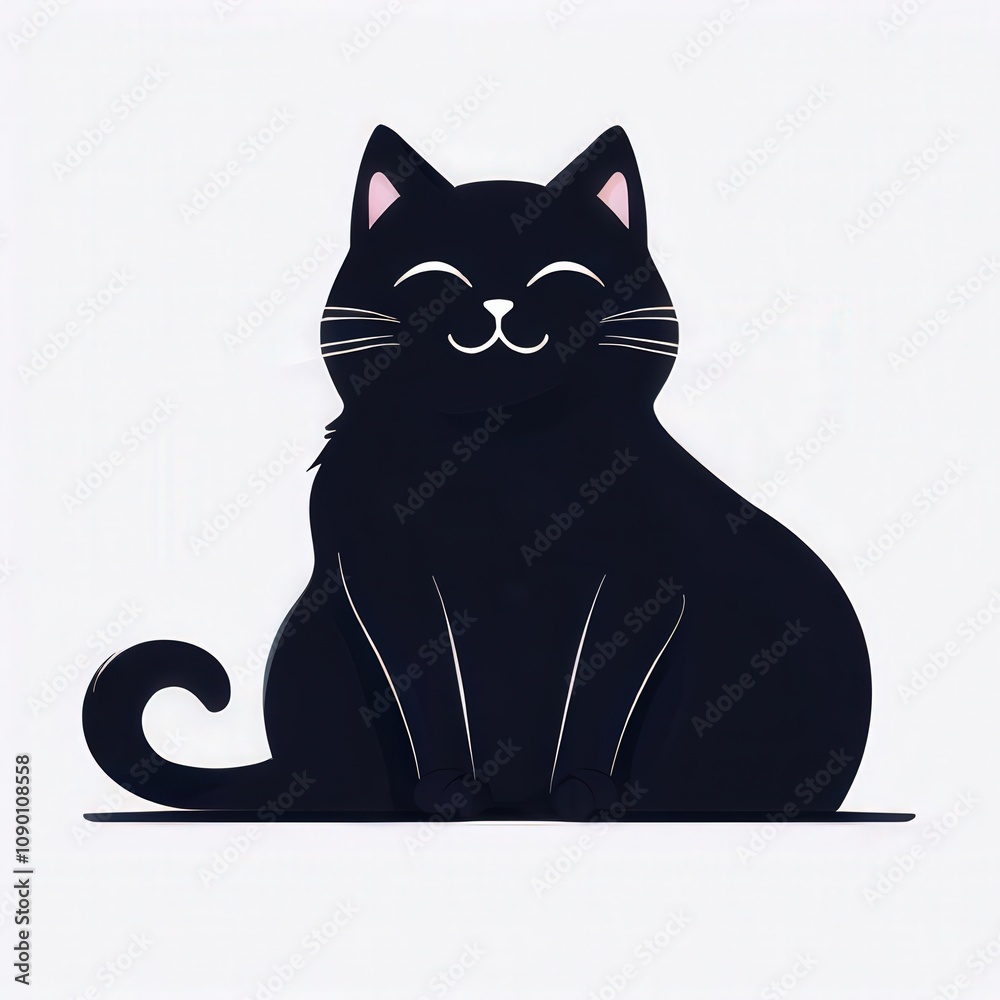 Fototapeta premium the AI Image Generator, Cute Black Cat Illustration