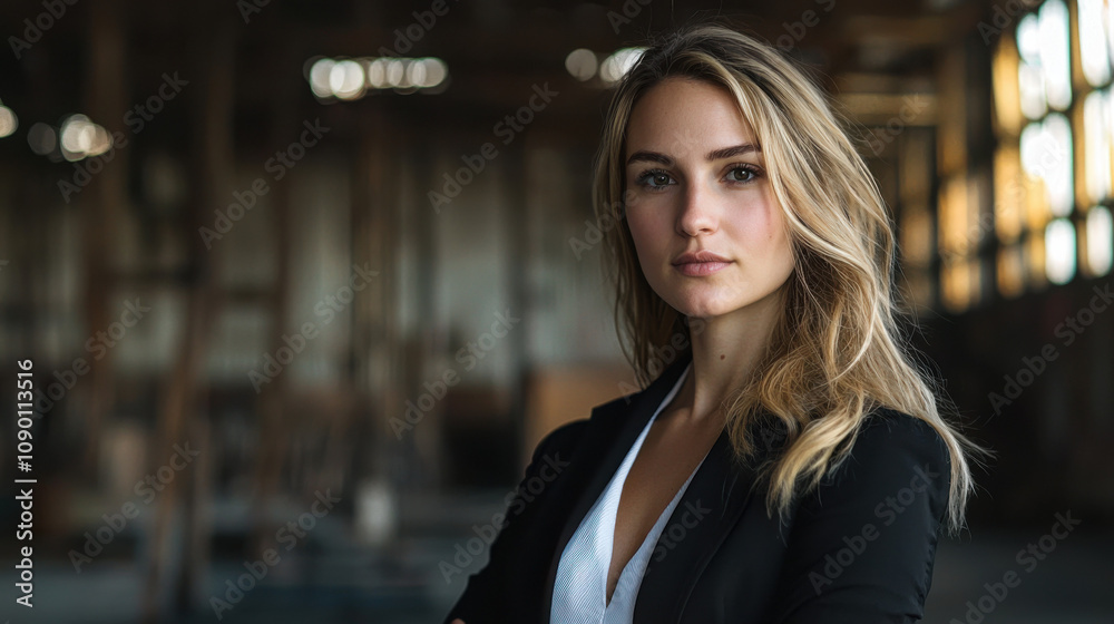 Fototapeta premium Portrait of a Beautiful Woman in a Black Blazer