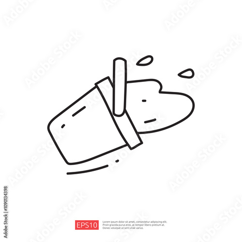 A simple line drawing of a cup spilling a drink, with a straw, conveying a playful and casual vibe.