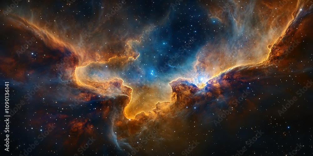 Fototapeta premium Colorful nebula with bright stars in space.