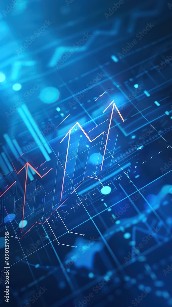 Obraz premium financial chart on technology abstract background. 3d rendering toned image