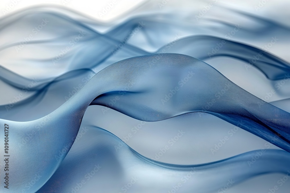Fototapeta premium The background is blue and has smooth, curved lines. Generative Ai