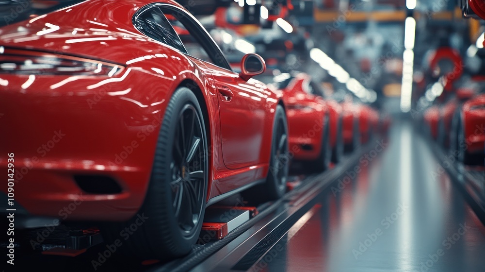 Fototapeta premium Assembly Line of Luxury Sports Cars