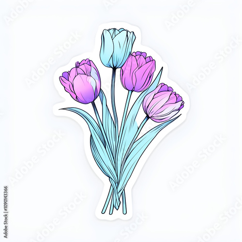 colorful tulip icons on a white background