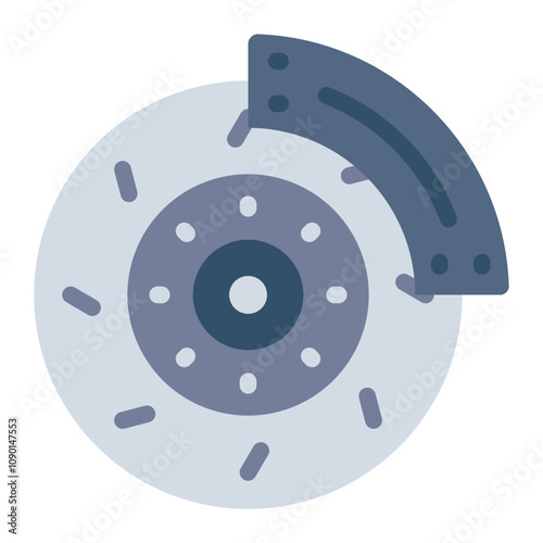 Brake disk flat icon for automotive safety and repair