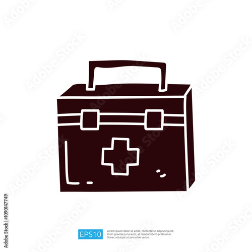 A simple illustration of a first aid kit, symbolizing health and safety, often used in emergencies for medical assistance.