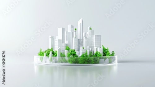 Urban green architecture futuristic cityscape conceptual art modern environment aerial view sustainable development