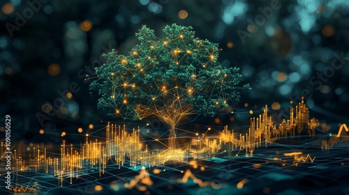 Digital tree growth data analysis in nature graphical representation tech environment abstract viewpoint for seo impact