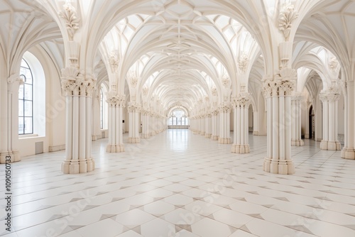 Stunning interior and architectural arches of the historic castle captured in photographs