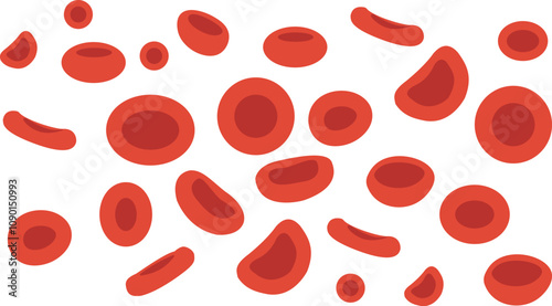 Red blood cell vector. World donor day abstract wallpaper, blood cells flowing in vein isolated on white background