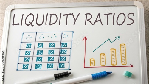 Liquidity Ratios A whiteboard with the equation for liquidity ratios written out showcasing calculations that determine a companys shortterm financial health.