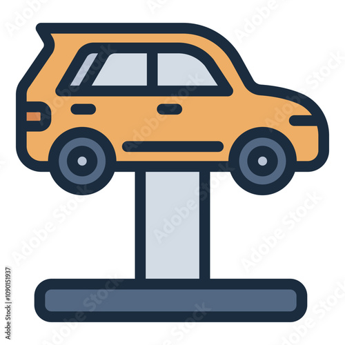 Car lift hoist filled line icon for vehicle repairs and service