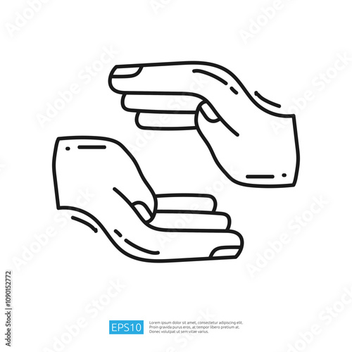 The image features two stylized hands, one above the other, suggesting a gesture of offering or presentation.