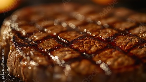 Close-up of a Juicy Grilled Steak photo