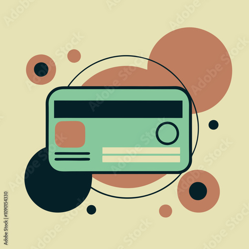 Credit card illustration with abstract shapes for payment processing in e-commerce