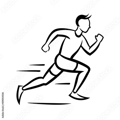 Hand-drawn illustration of a man sprinting for fitness and active lifestyle concepts