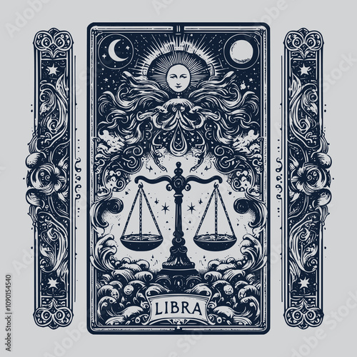 gothic libra zodiak ouija tattoo card