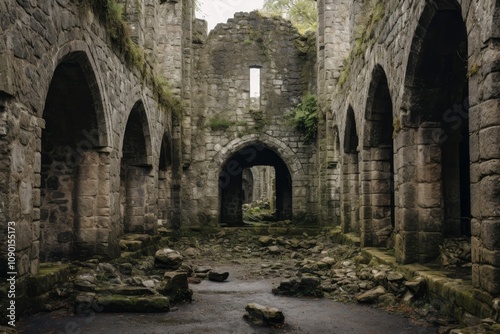 Explore the breathtaking interior of the castle featuring stunning arches and historic architecture