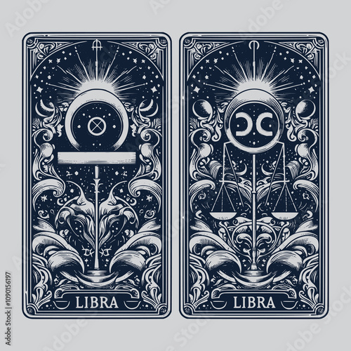 dark libra zodiak tarot card tattoo