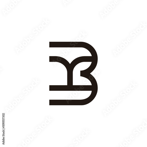 abstract letters yb simple geometric lines logo vector photo