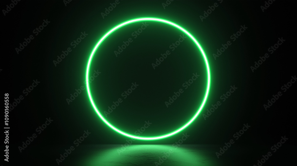 Obraz premium Glowing Green Neon Circle 