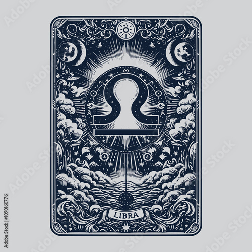 libra zodiak tarot tattoo with celestial vibes