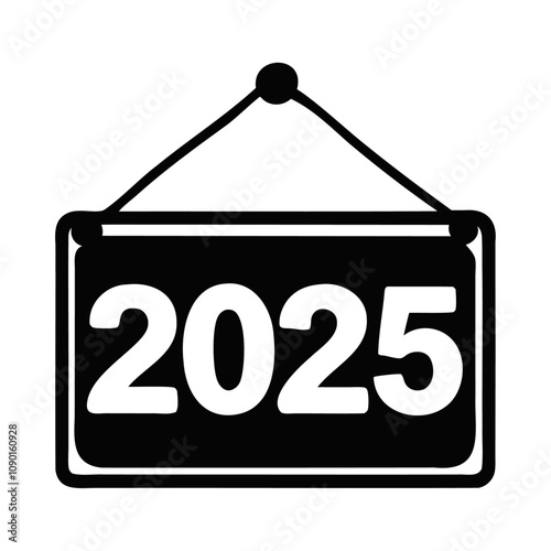 Happy New Year 2025 vector icon design, hanging 2025 illustration banner