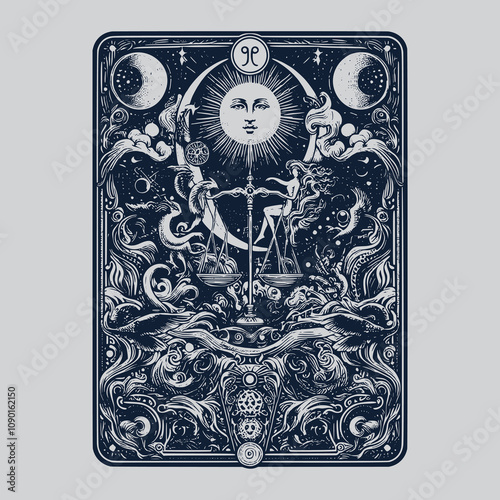 celestial libra ouija tarot tattoo
