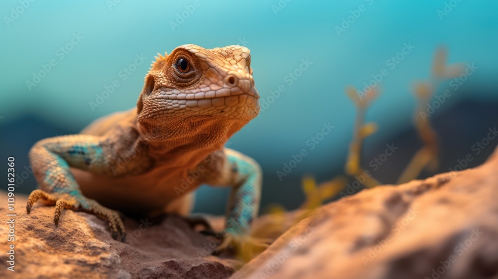 Naklejka premium Lizard on a Rock