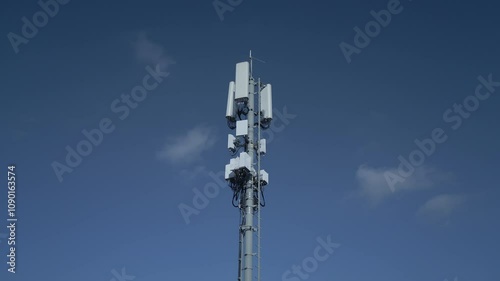 5G Communication Antenna Tower Sending Mobile Phone Data Signal Wireless Transmitting