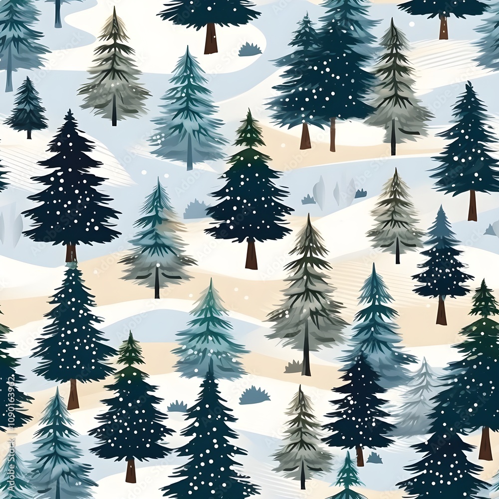 Obraz premium Seamless pattern christmas trees background