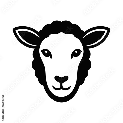 Black silhouette sheep head vector icon design