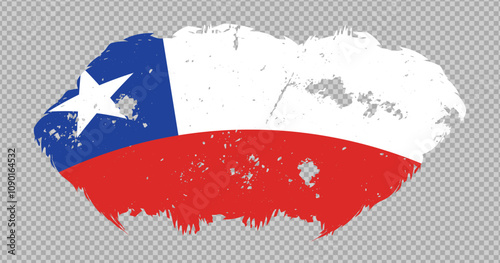Chile national flag with distressed stroke brush effect on isolated background