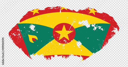 Grenada national flag with distressed stroke brush effect on isolated background