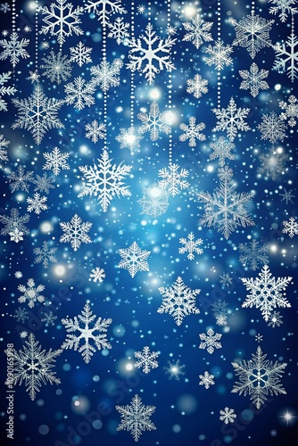 Blue christmas background with snowflakes