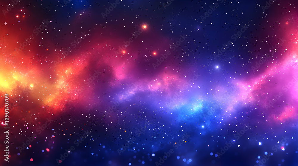 Obraz premium Cosmic Nebula with Vibrant Hues of Red, Yellow, and Blue
