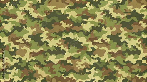 Wallpaper Mural Abstract Camouflage Pattern  Seamless Green, Brown, and Beige Irregular Shapes for Textile Design Torontodigital.ca