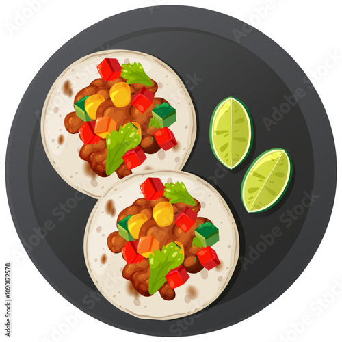 Mexican Tacos with Lime Slices
