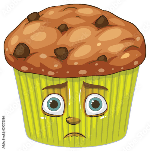 Sad Muffin Cartoon Illustration
