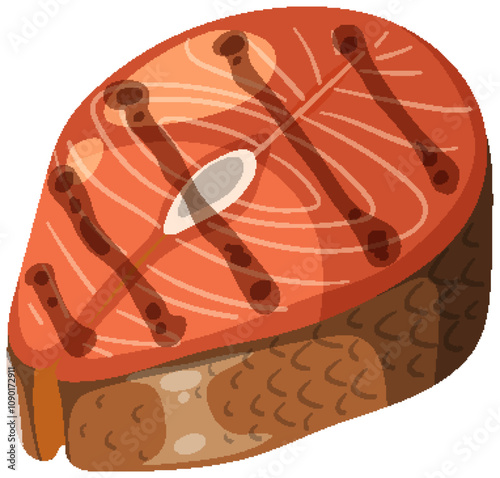 Iconic Salmon Steak Illustration