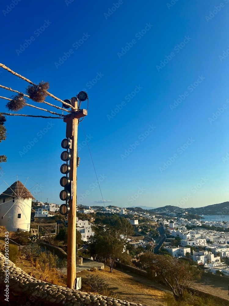 Obraz premium Mykonos windmills landscape