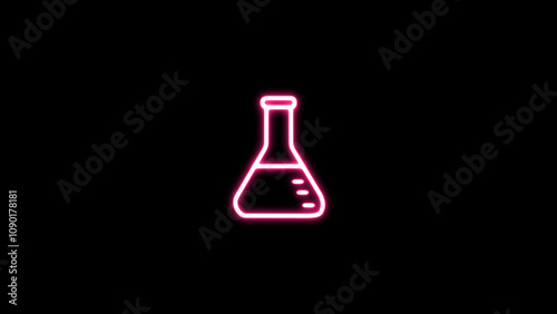 Glowing neon line test tube and flask chemical laboratory test icon. Chemical laboratory test. Laboratory glassware. Colorful outline concept.