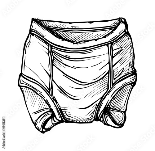 diapers engraving black and white outline, good quality