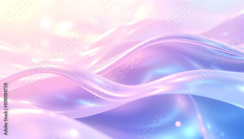 Wallpaper Mural Abstract holographic waves with shimmering metallic hues, creating a dreamy and futuristic background. Torontodigital.ca