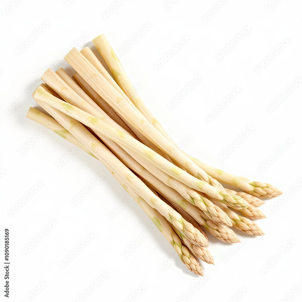 bunch of white asparagus isolated on a white background for web, print or creative projects