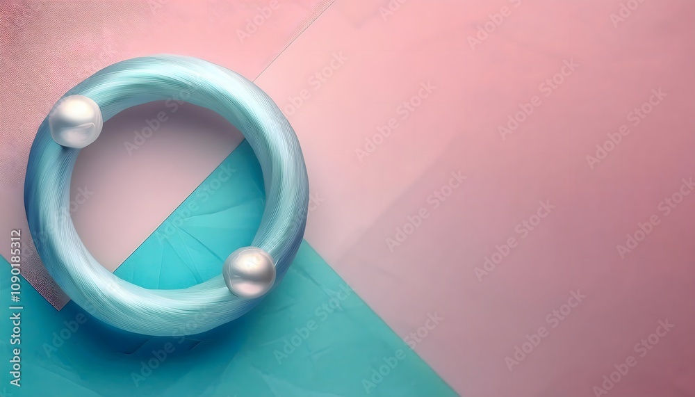 Delicate pearl ring, soft pastel background, minimalist elegance, 3D illustration. ring jewelry, trendy, aesthetic.