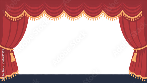 Red Stage Curtains with Gold Trim and Tassels