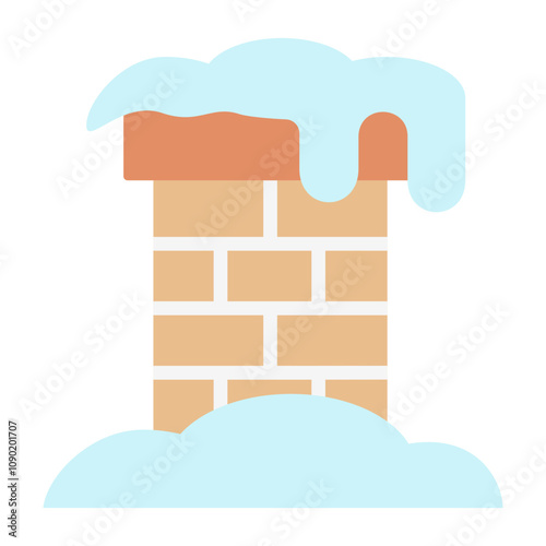 chimney flat color icon. use for modern concept, print, UI, UX kit, web and app development. Vector EPS 10, related to winter, cold season.