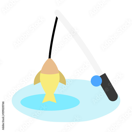 ice fishing flat color icon. use for modern concept, print, UI, UX kit, web and app development. Vector EPS 10, related to winter, cold season.