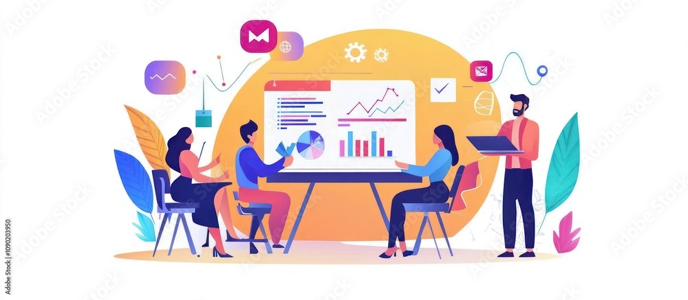 Fototapeta premium Teamwork Data Analysis Presentation Business Strategy Meeting